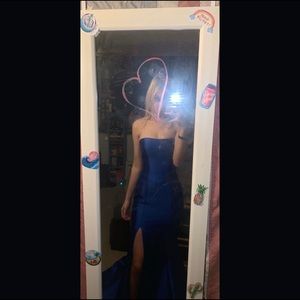 sherri hill royal blue strapless mermaid prom